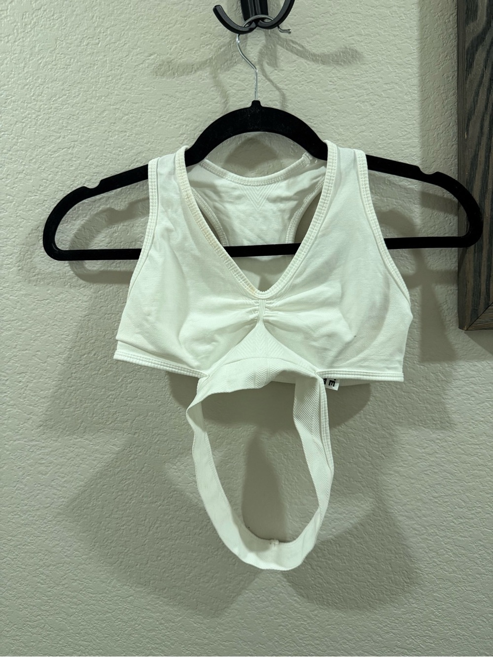 2 Alphalete White and gray  Ribbed V-Neck Sports Bralette